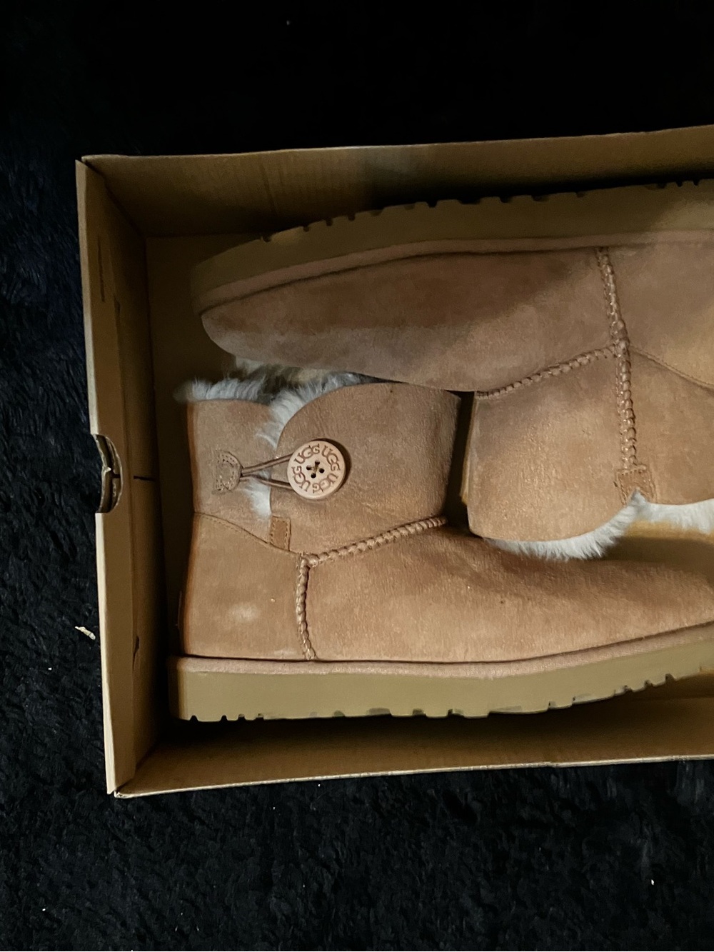UGG Chestnut Button Short Shearling Boot - Picture 2 of 4